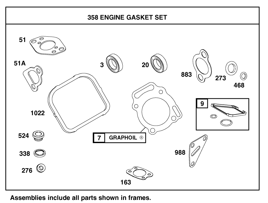 Engine Gasket Set Assembly Briggs and Stratton Model 303440-1409-E1