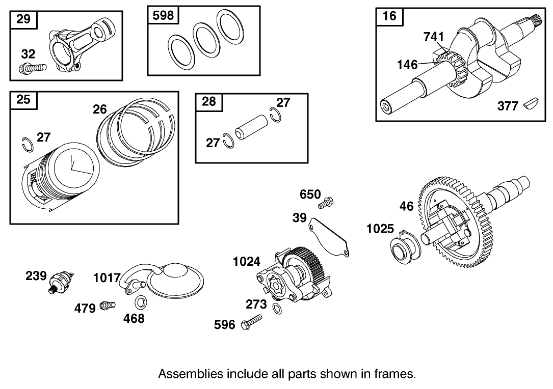Crankshaft, Piston and Oil Pump Assembly