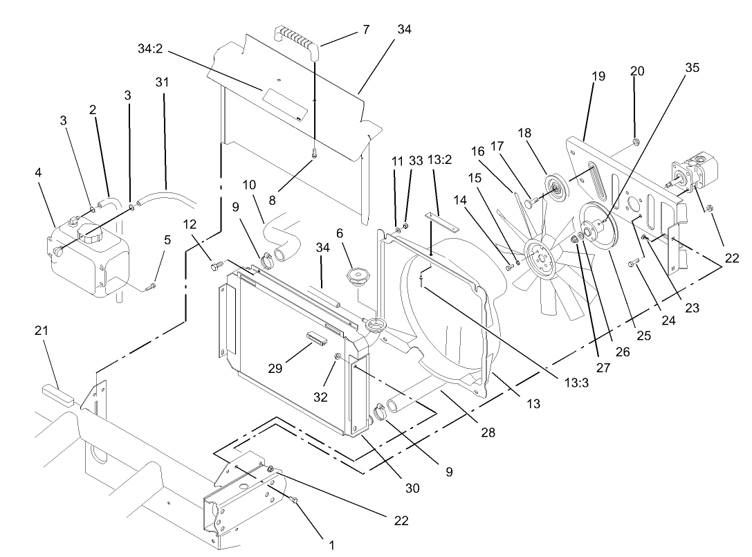 Radiator and Hydraulic Pump Assembly