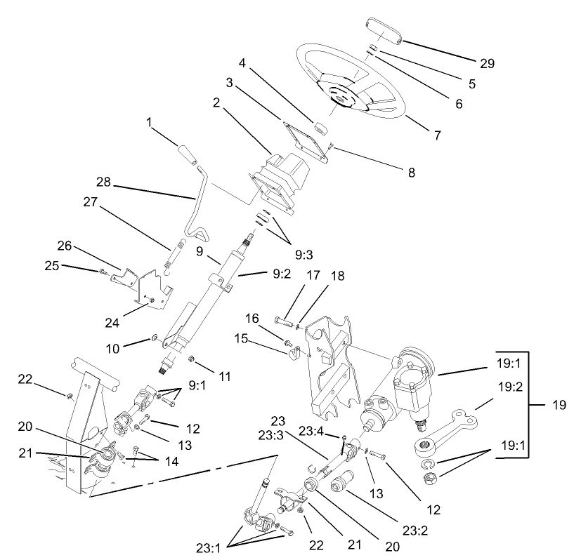 2 Wheel Drive Steering Assembly (only on: 07213TC)