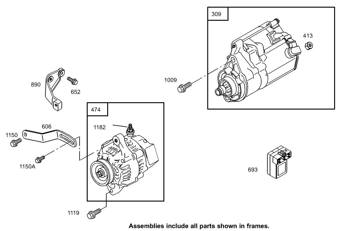 Starter Motor and Alternator Assembly