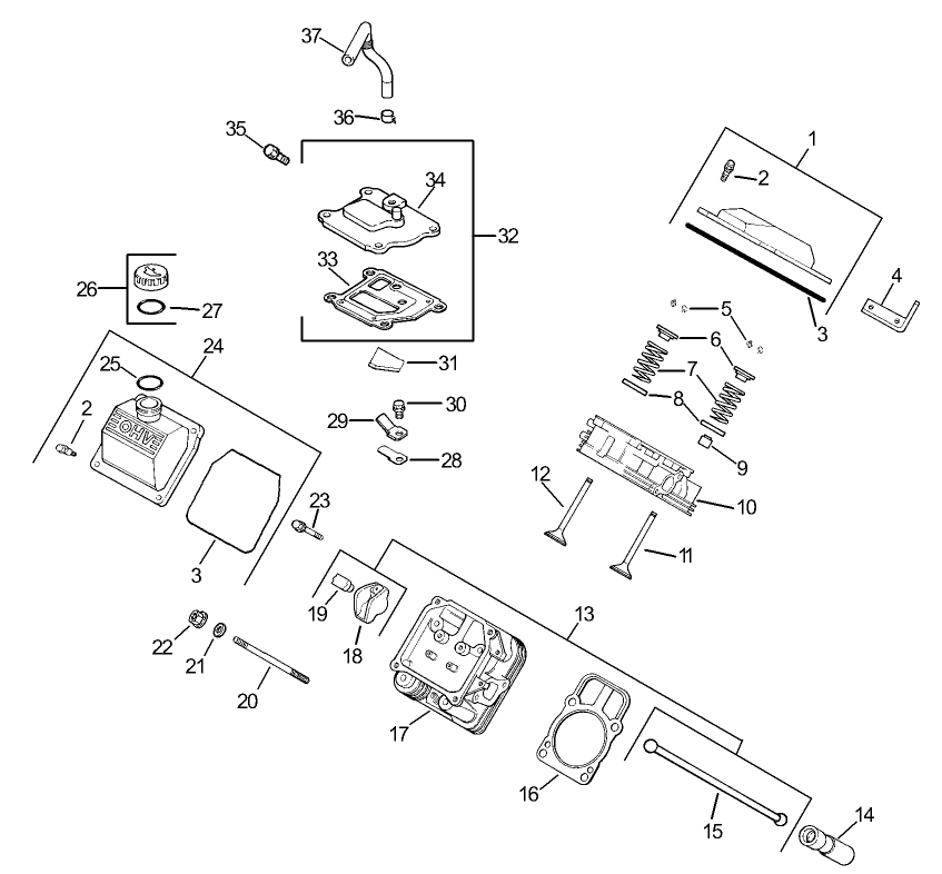 Head / Valve / Breather Assembly  Kohler CH23-76548