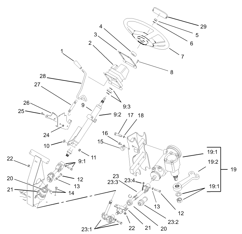 2 Wheel Drive Steering Assembly  (only on: 07211 and 07212)