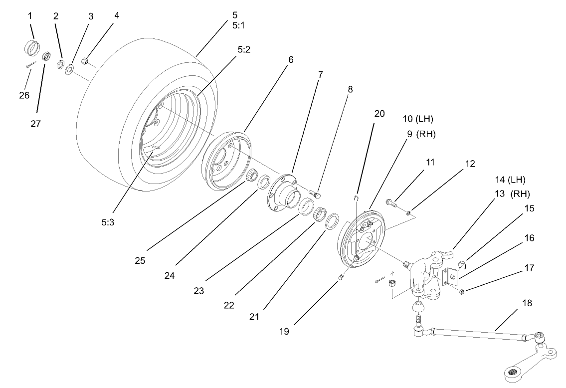 2 Wheel Drive Front Wheel Assembly  (only on: 07211 and 07212)