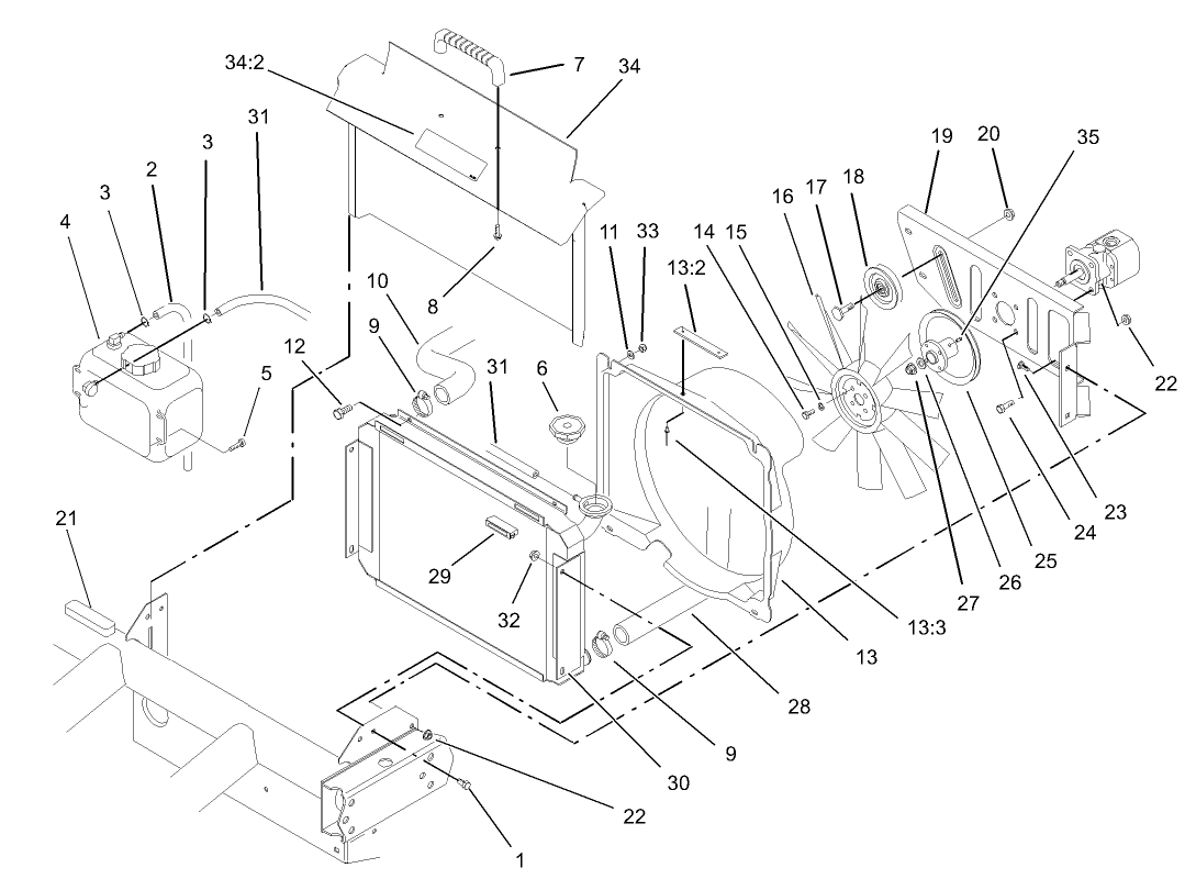 Radiator and Hydraulic Pump Assembly