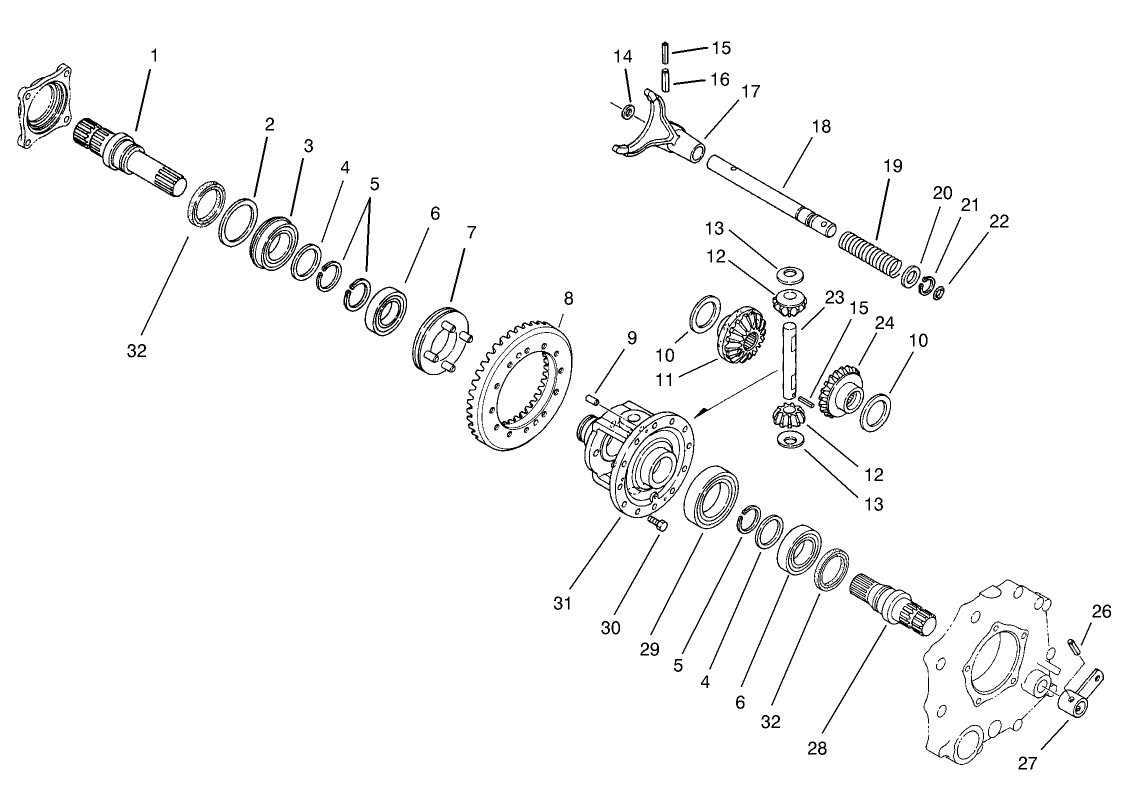 Differential Gear Assembly  Transaxle Assembly No. 105-4180 (Only on: 07211 and 07212)