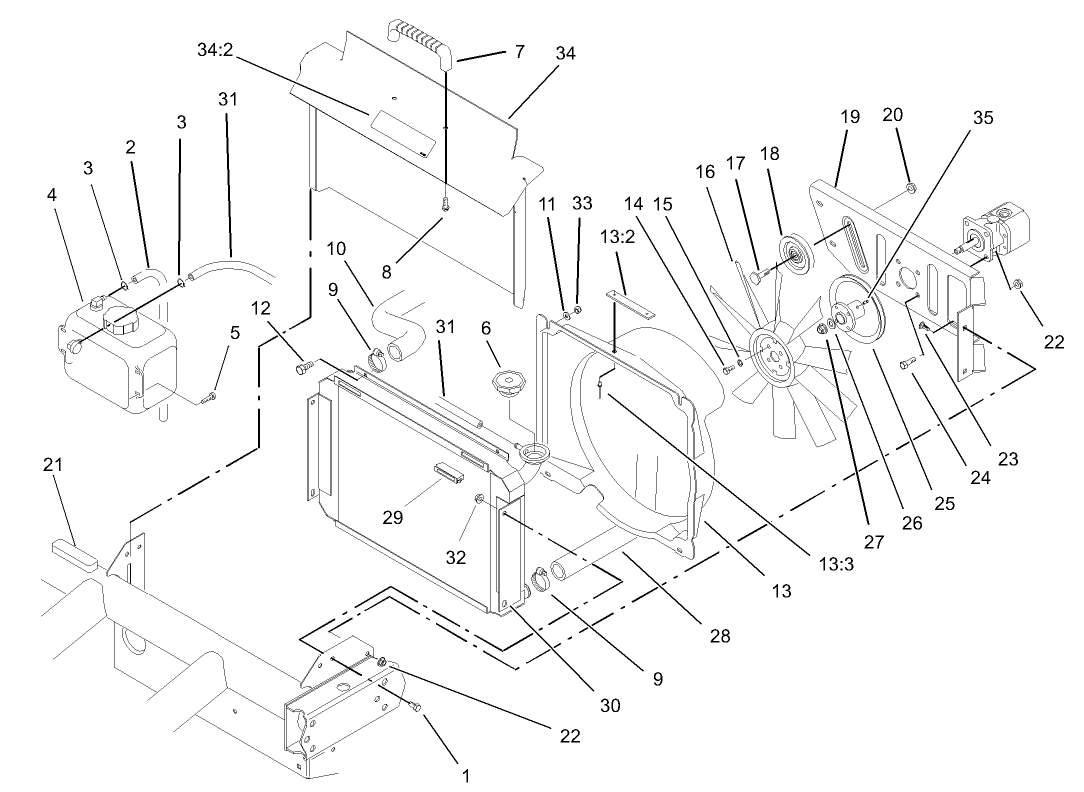 Radiator and Hydraulic Pump Assembly