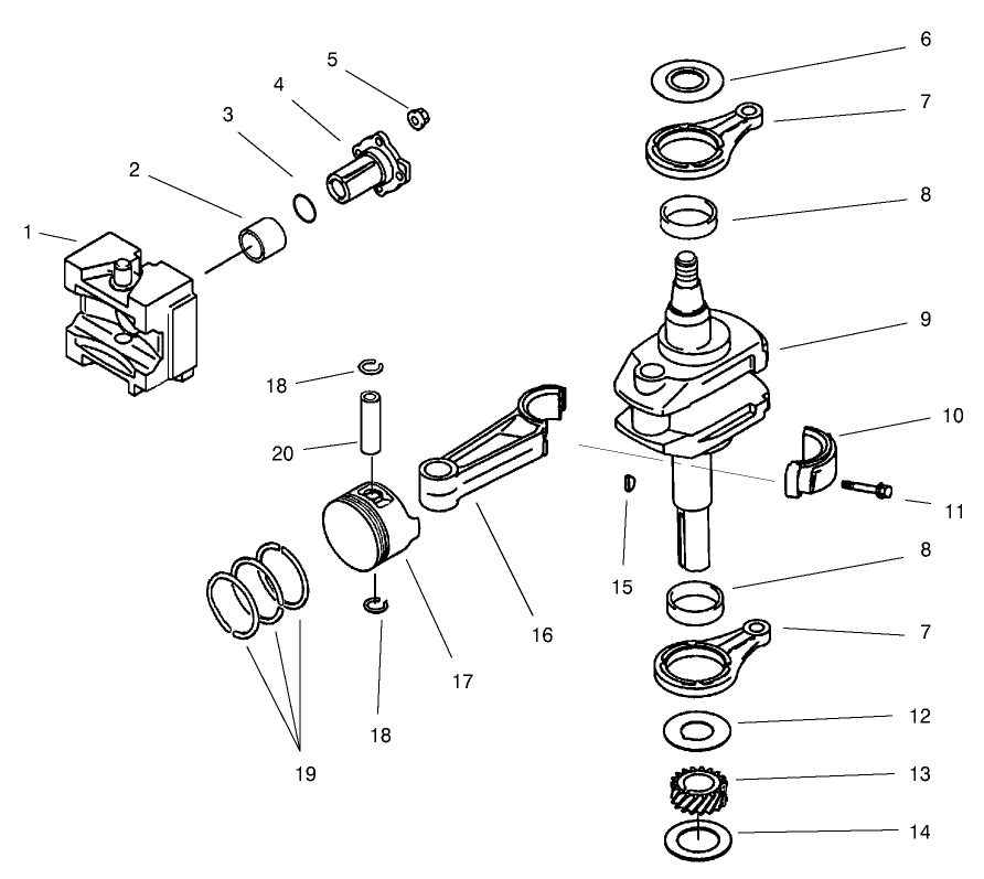Piston/Crankshaft Crankcase Assembly Kawasaki FB460V-MS14