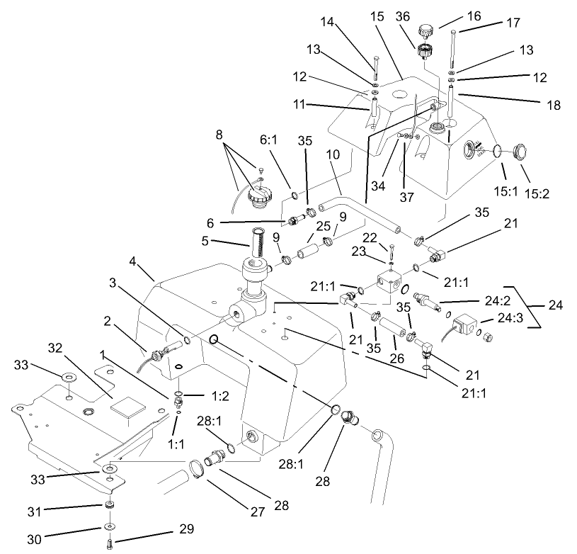 Hydraulic Reservoir and Leak Detector Assembly