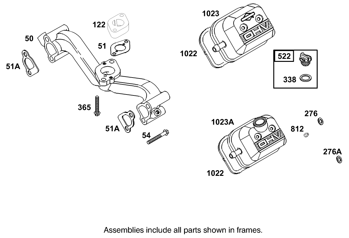 Intake Manifold and Rocker Cover Assembly Briggs and Stratton Model 350447-1331-E1