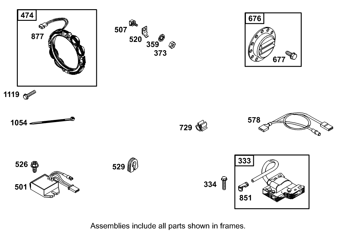 Alternator Assembly Briggs and Stratton Model 350447-1331-E1