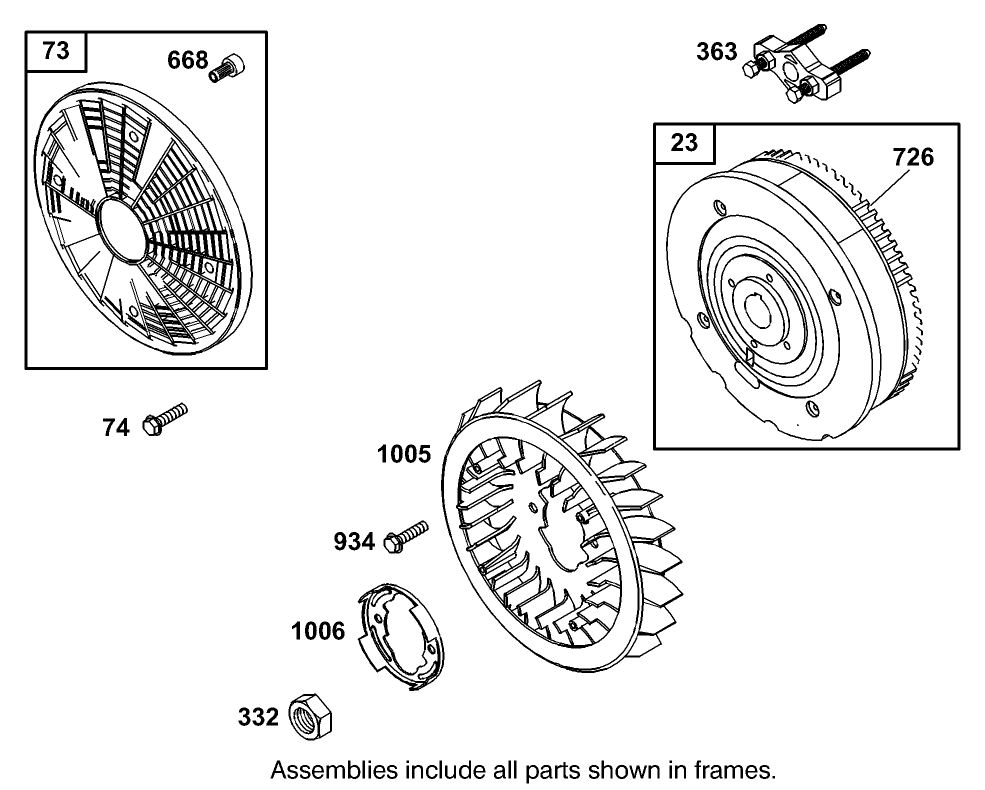 Flywheel Assembly Briggs and Stratton Model 350447-1331-E1