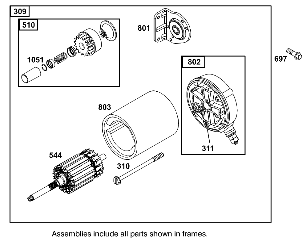 Starter Assembly Briggs and Stratton Model 350447-1331-E1