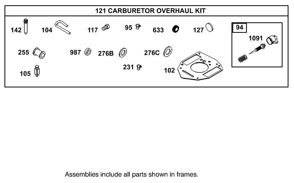 Carburetor Overhaul Kit Assembly Briggs and Stratton Model 350447-1331-E1