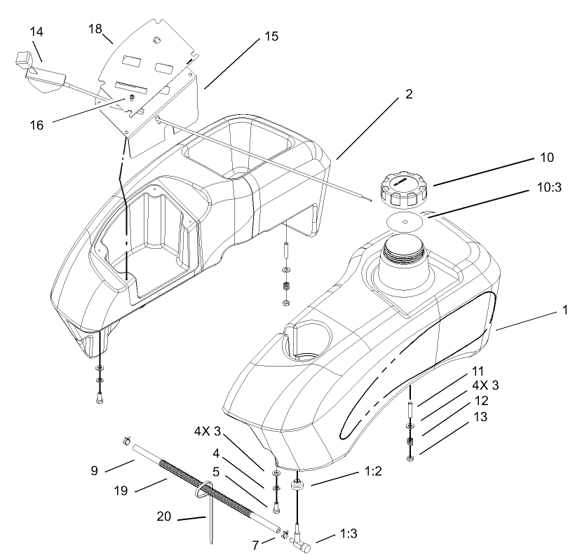 Fuel Tank and Control Pod Assembly