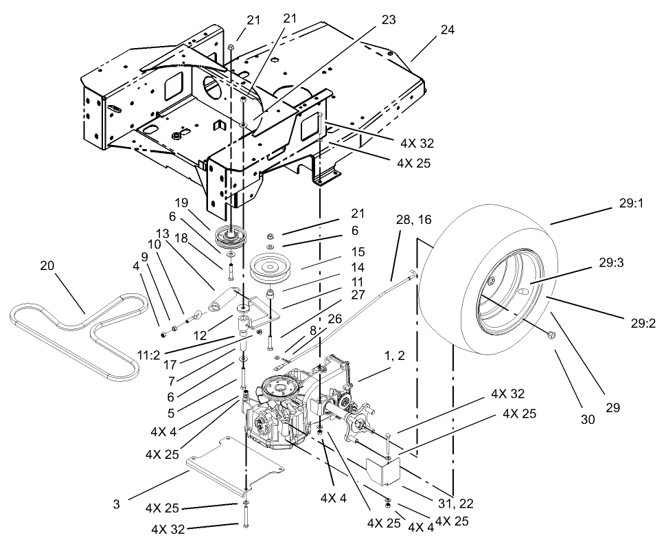 Hydro and Belt Drive Assembly