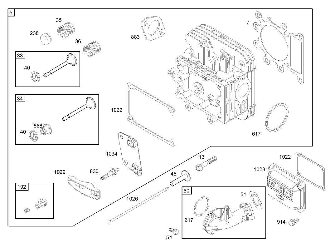 Cylinder Head Assembly Engine Briggs and Stratton Model 31F777-0161-E1