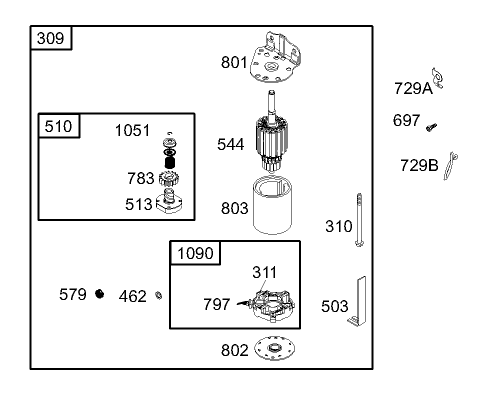 Starter Assembly Engine Briggs and Stratton Model 31F777-0161-E1