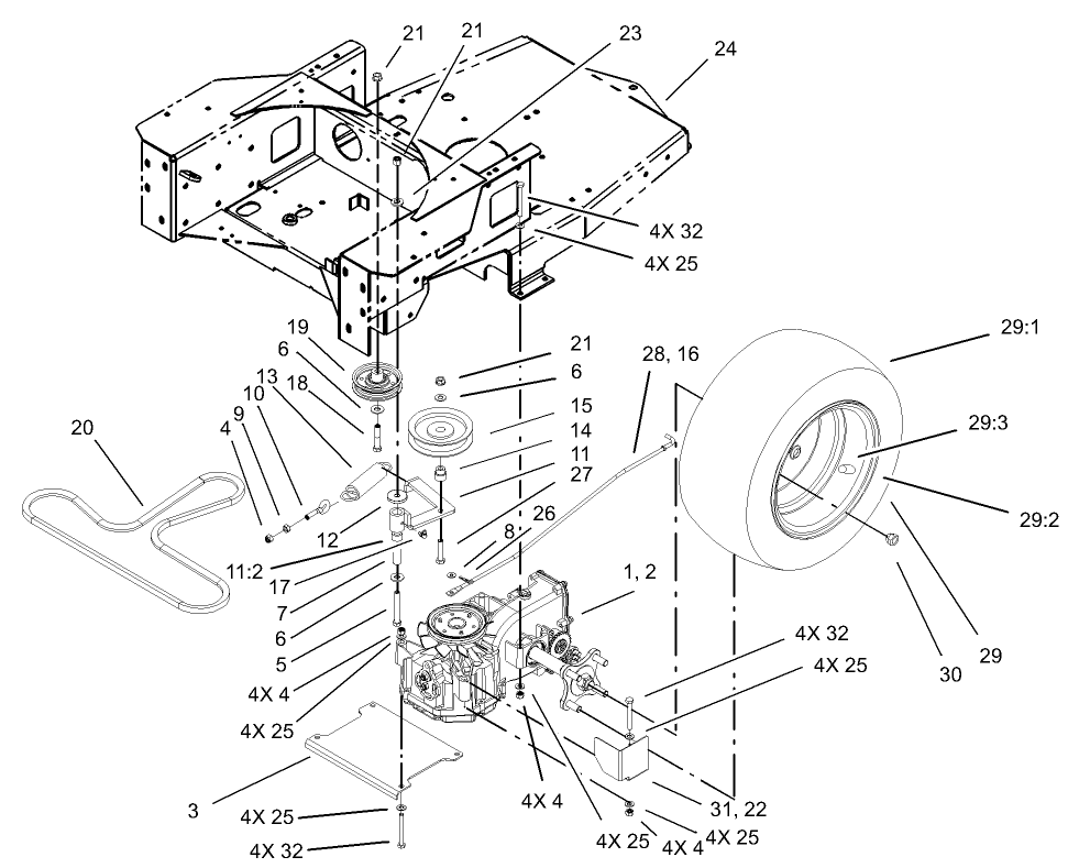 Hydro and Belt Drive Assembly