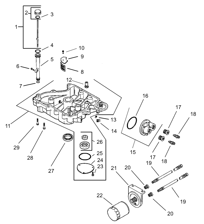 Oil Pan/Lubrication Assembly  Kohler CV 490S-27503
