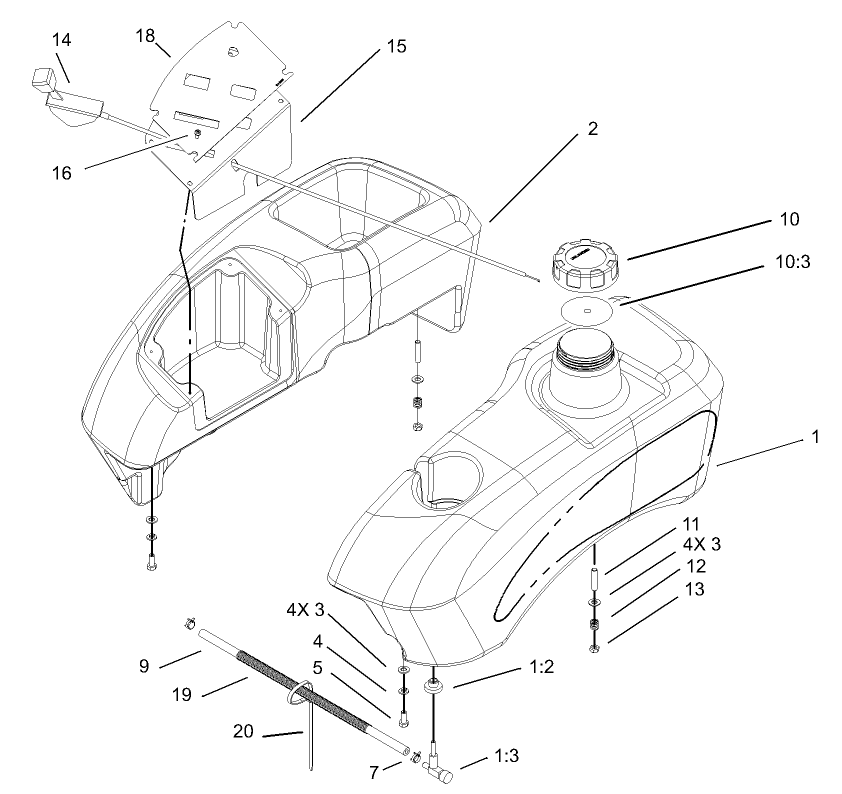 Fuel Tank and Control Pod Assembly