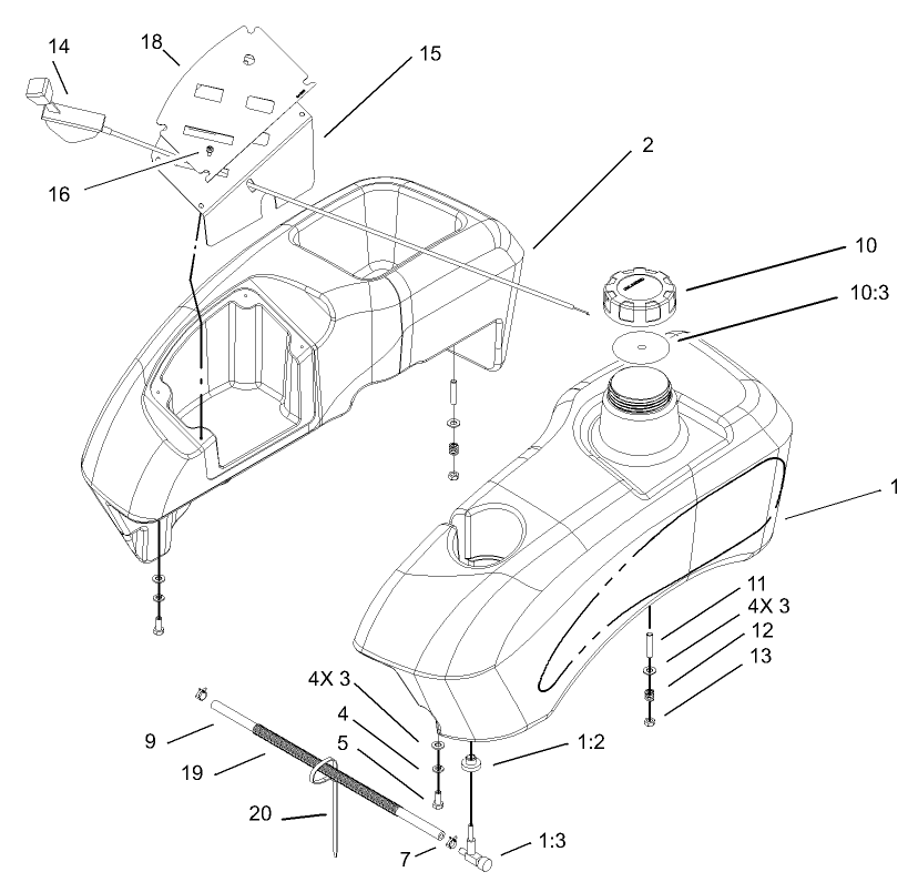 Fuel Tank and Control Pod Assembly