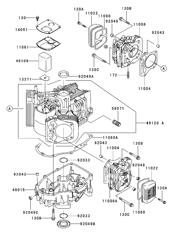 Cylinder / Crankcase Assembly  Kawasaki FH 531V-CS07