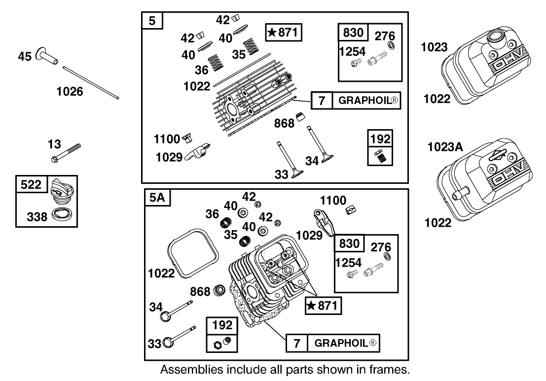 Cylinder Head Assembly Briggs and Stratton Engine 303440-1320-E1