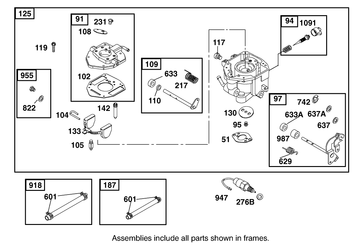 Carburetor Assembly Briggs and Stratton Engine 303440-1320-E1