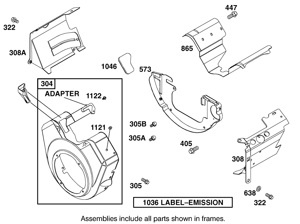 Blower Housing Assembly Briggs and Stratton Engine 303440-1320-E1