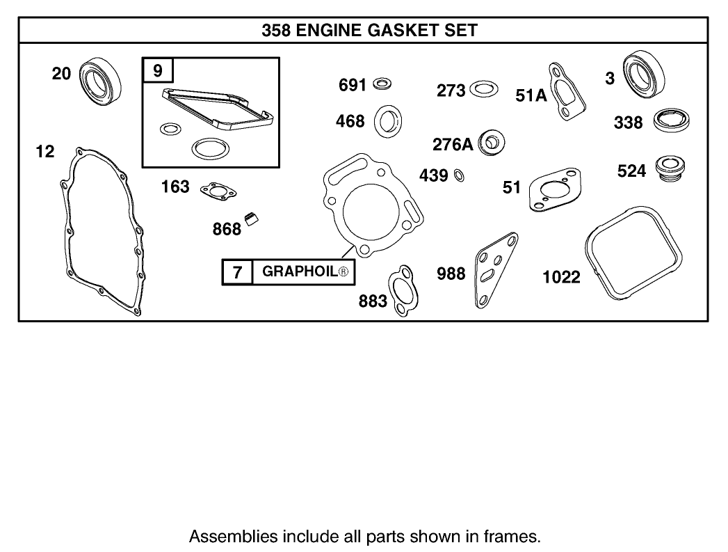 Gasket Assembly Briggs and Stratton Engine 303440-1320-E1