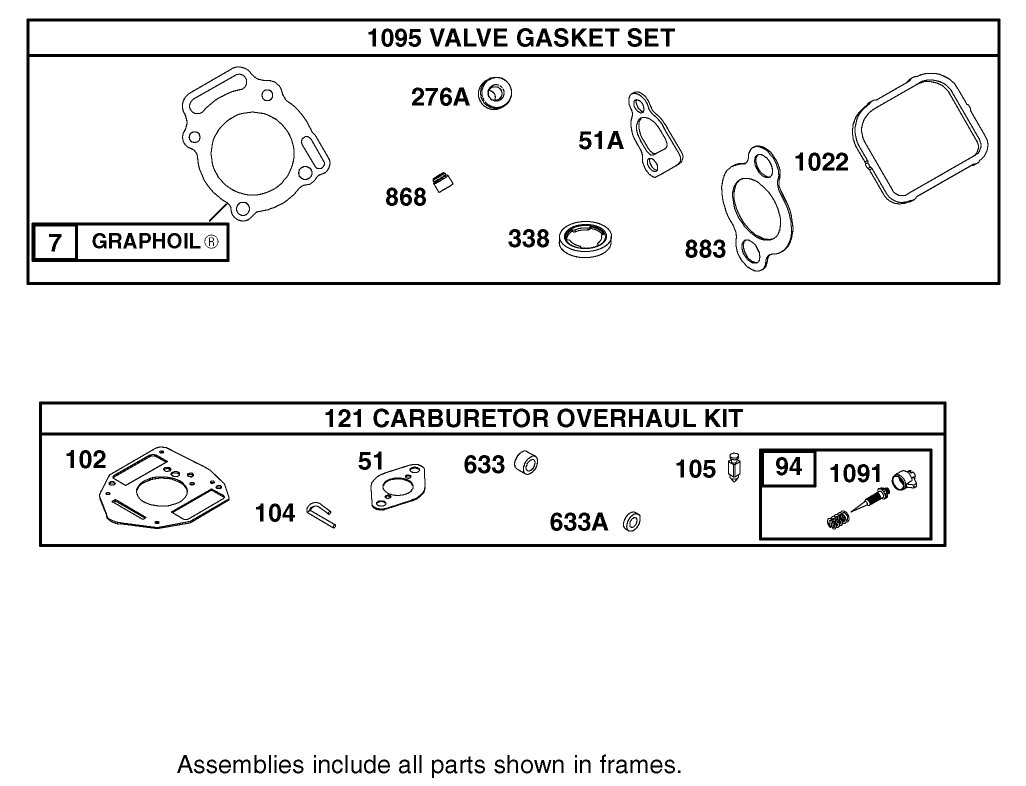 Carburetor Overhaul Kit Assembly Briggs and Stratton Engine 303440-1320-E1