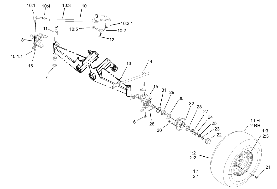 Front Tire and Steering Assembly