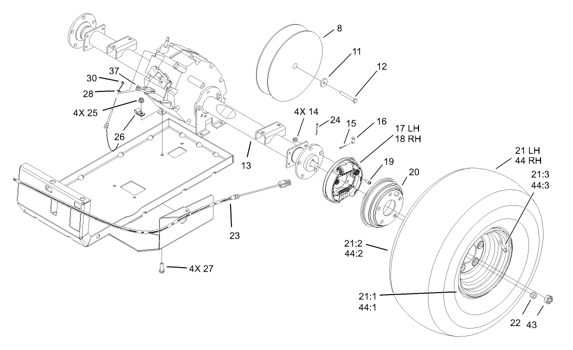 Rear Tire and Transaxle Assembly