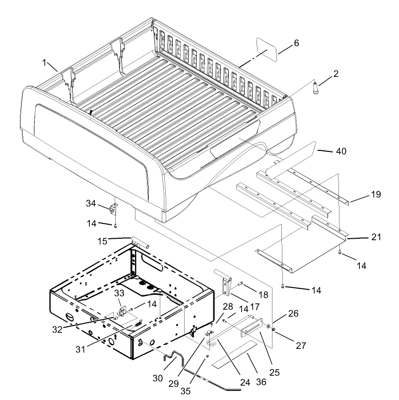 Box and Tailgate Installation Assembly