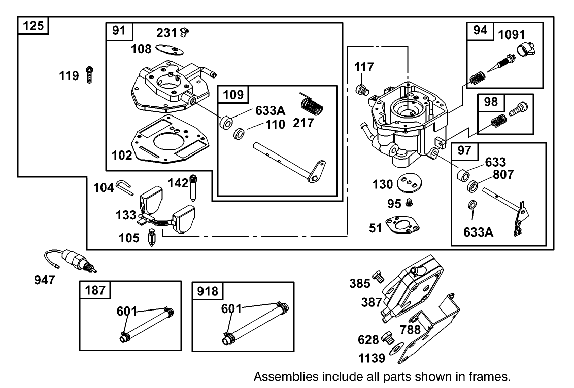 Carburetor and Fuel Pump Assembly  Briggs and Stratton 303447-1319-E1