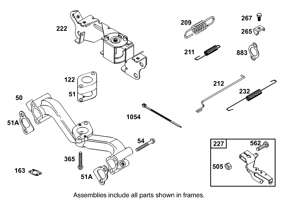 Manifold Intake and Governor Control Assembly  Briggs and Stratton 303447-1319-E1
