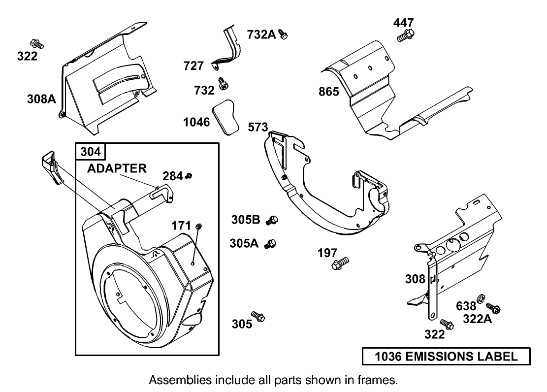 Blower Housing and Cover Assembly  Briggs and Stratton 303447-1319-E1
