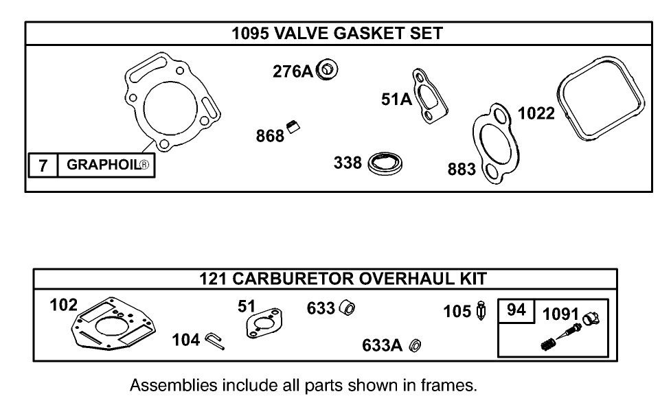 Valve Gasket Set and Carburetor Overhaul Kit  Briggs and Stratton 303447-1319-E1