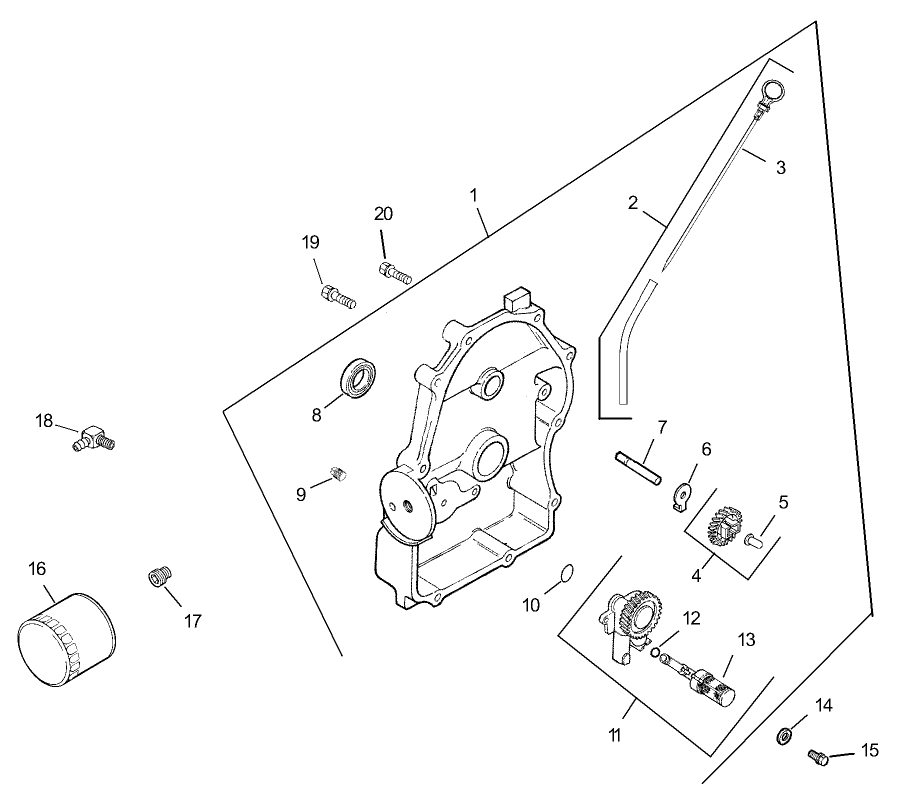 Oil Pan / Lubrication Assembly (Kohler CH20QS-PS64677)