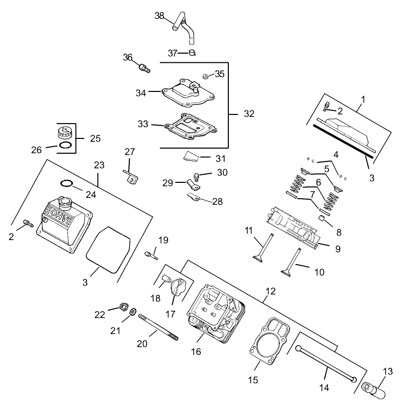 Head / Valve / Breather Assembly (Kohler CH20QS-PS64677)