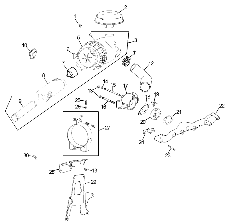 Air Intake and Filtration Assembly (Kohler CH20QS-PS64677)