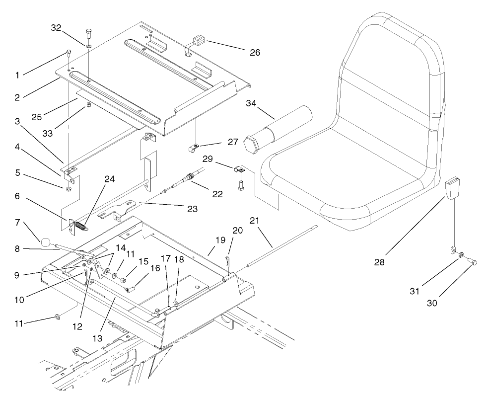 Throttle and Seat Frame Assembly