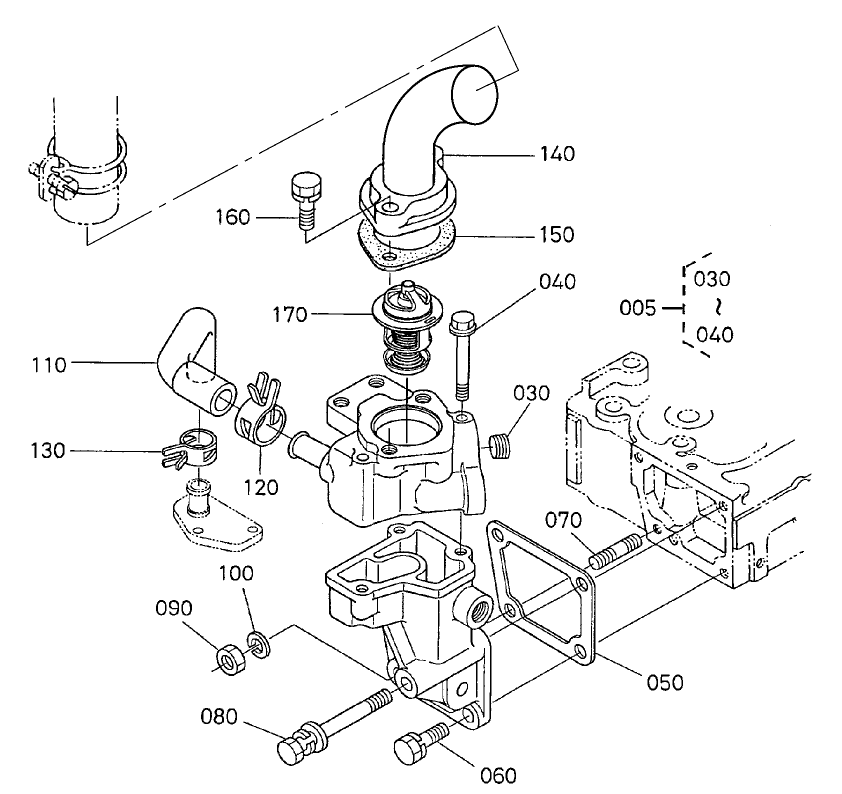 Water Flange and Thermostat Assembly