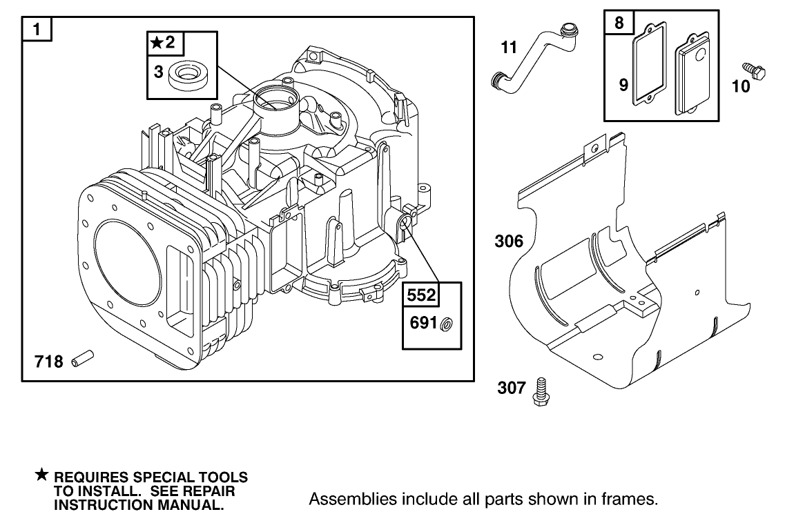 Cylinder Assembly Engine Briggs and Stratton Model 311777-0151-E1