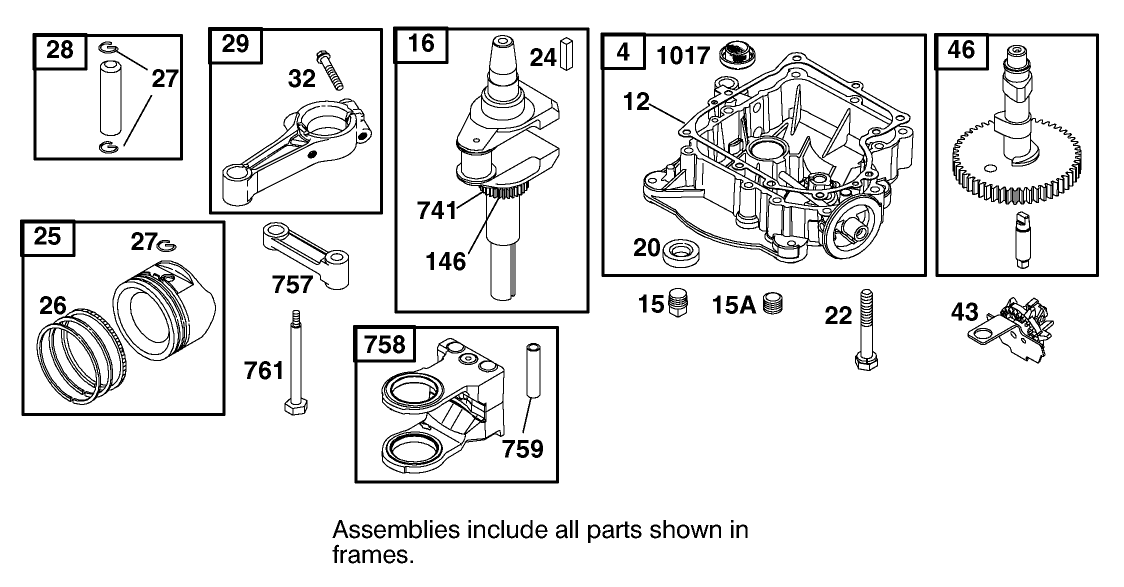 Crankcase Assembly Engine Briggs and Stratton Model 311777-0151-E1