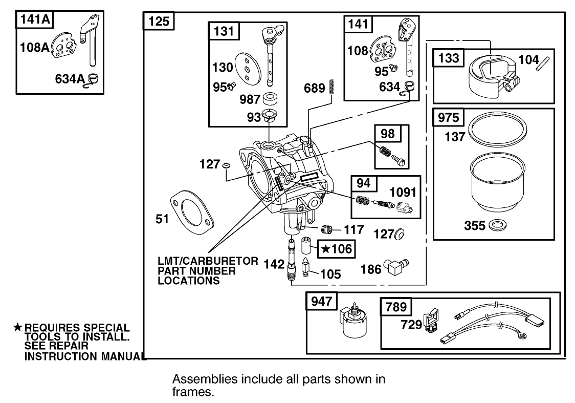 Carburetor Assembly Engine Briggs and Stratton Model 311777-0151-E1