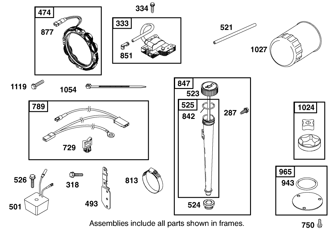 Oil Filter, Tube, and Pump Assembly Engine Briggs and Stratton Model 311777-0151-E1