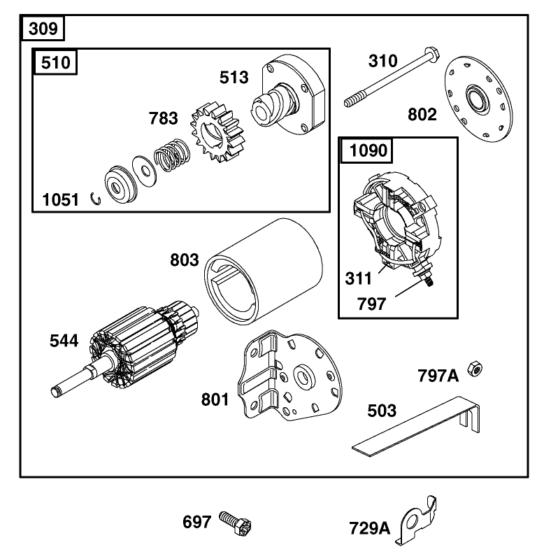 Starter Assembly Engine Briggs and Stratton Model 311777-0151-E1