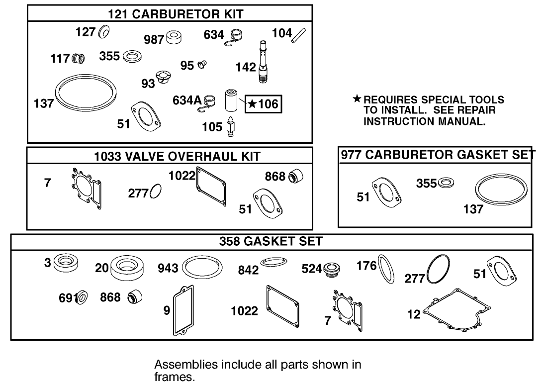 Carburetor Overhaul Kit Assembly Engine Briggs and Stratton Model 311777-0151-E1